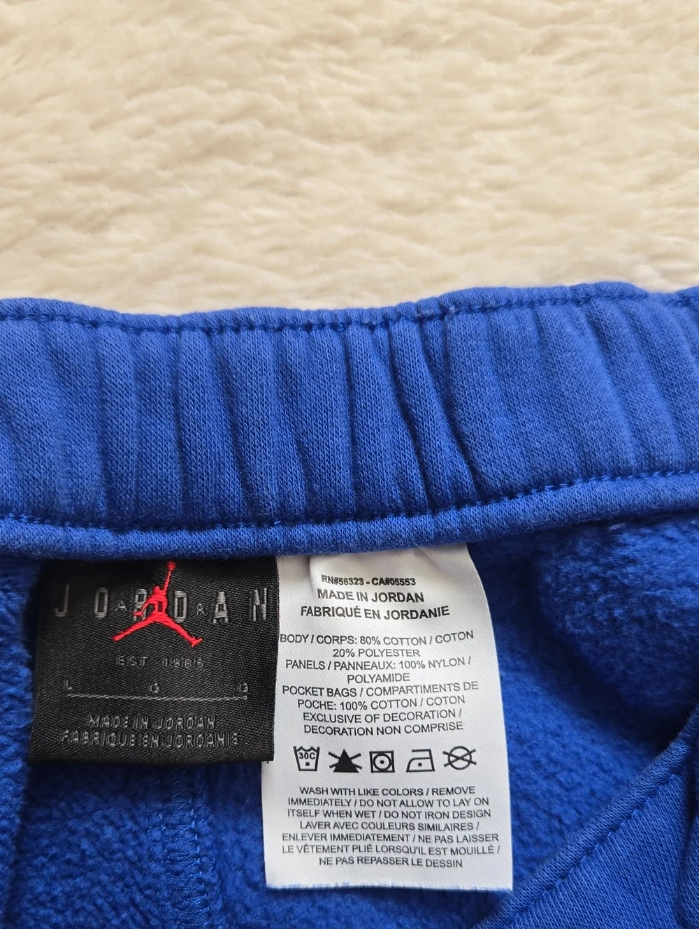 Jordan Flight Heritage Royal Blue Fleece Track Pants Adjustable Hem Large